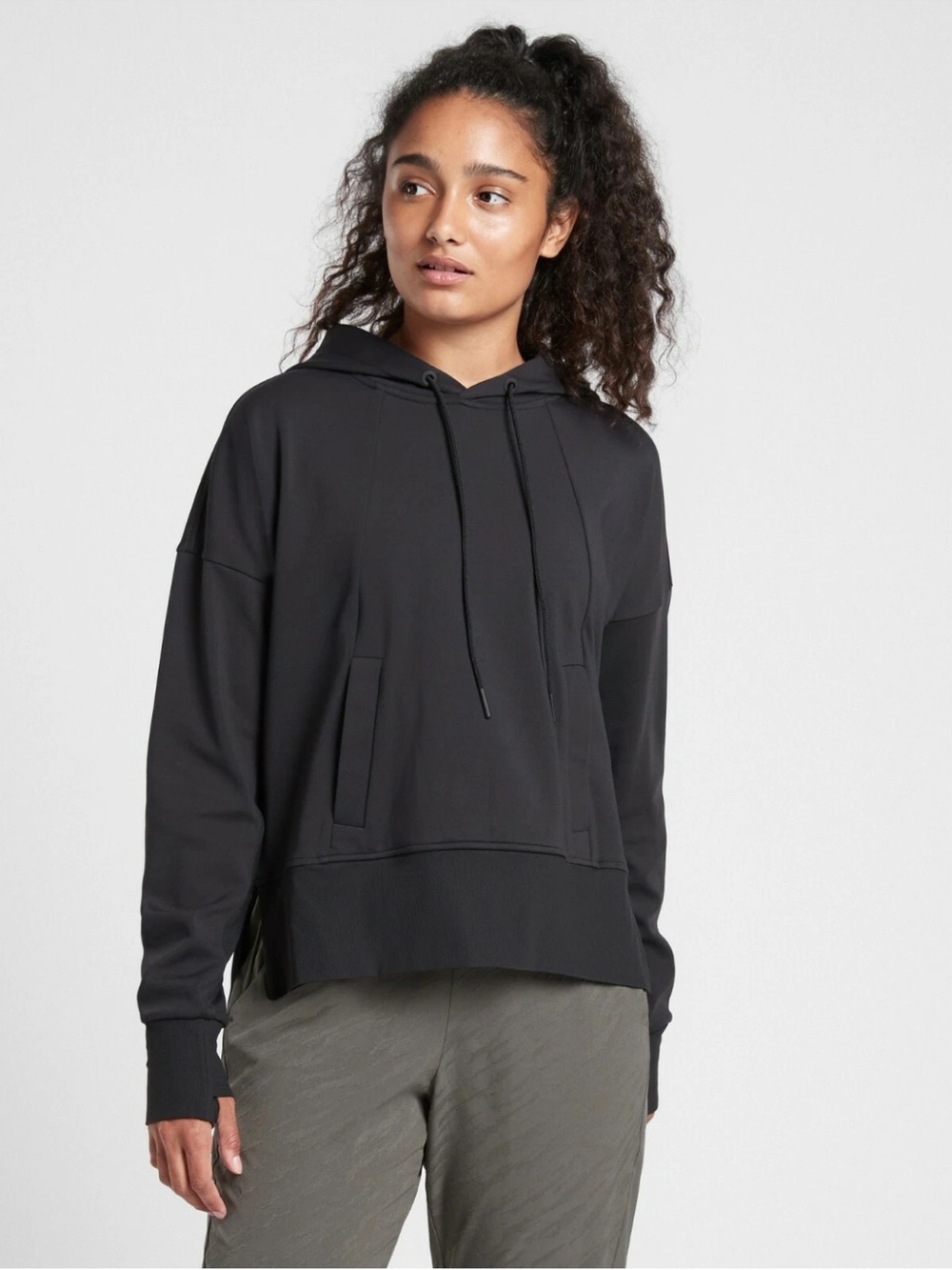 Athleta Mission Hoodie Sweatshirt Black Size Small